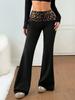 European American Leopard Print Mid-Waist Flared Pants - Comfortable, Fashionable, Slimming Spring/Summer Casual Wear