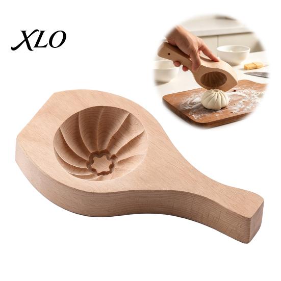 Pastry Shaping Tool Wooden Steamed Bun Maker Mold, Handmade Dough Pressing for Buns, Solid Durable Baking Mold Wood Kitchen Gadget Asian Dumpling And
