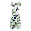 Vestidos de Verano para Mujer Estampado Floral Lazo en el Pecho Cintura Alta Manga Burbuja Abertura en la Cintura