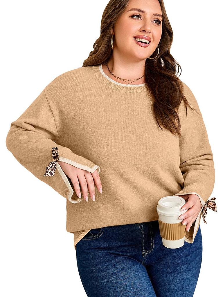 2025 Winter Plus Size Women's Versatile Bow Knit Sweater