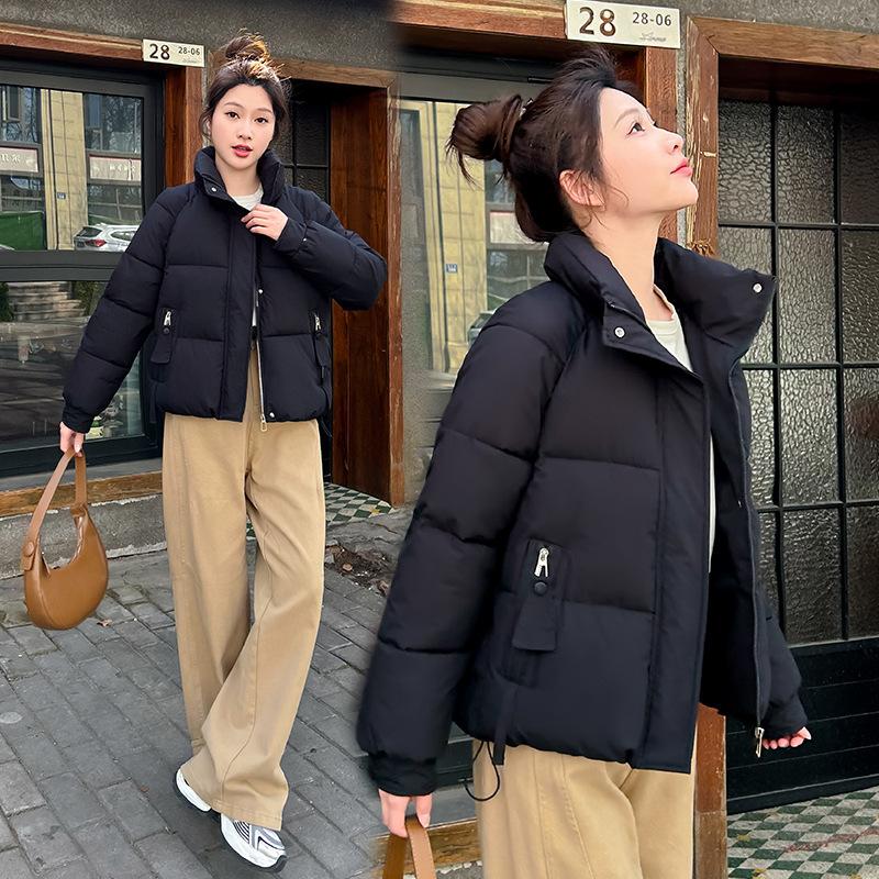 

Модная женская короткая зимняя куртка на пуху, новые модели, тонкая и омолаживающая, универсальная и утолщенная теплая куртка на хлопковой подкладке M чёрный