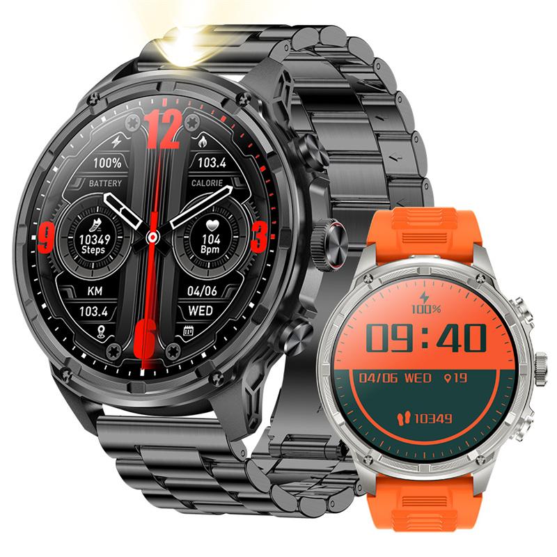 Herren Smartwatch V99 Outdoor Fitness Sport Tracker LED Taschenlampe Bluetooth Anrufe Smartwatch 710mAh Großer Akku