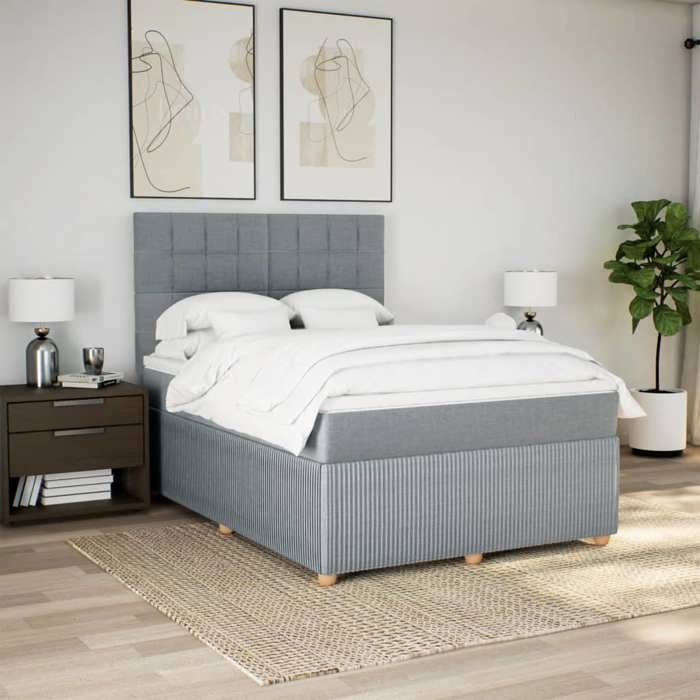 VidaXL Sommier à lattes de lit avec matelas Gris clair 140x190cm Tissu 3292051