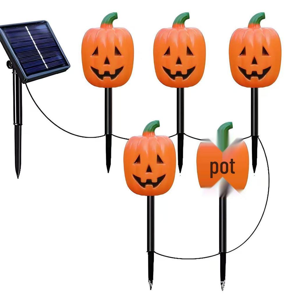 Solar-Powered Halloween Pumpkin Skeleton Ground Lights - Waterproof Outdoor Garden Decor