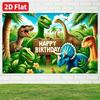Bright Color Dinosaur Birthday Backdrop, Tropical Palm Tree Jungle Party Background for Birthday Photoshoot Wall Decor