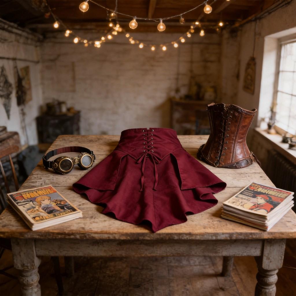 Minifalda Irregular con Volantes y Lazo Pirata Steampunk Para Cosplay y Ropa de Calle