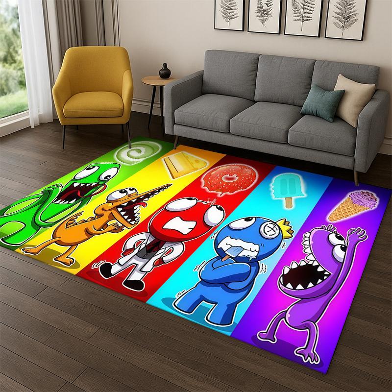 

3D R-Rainbows Friends Cartoon Game Carpet Rug for Bedroom Living Room Sofa Playroom Doormat Home Decor,Kid Area Rug Non-slip 40x60cm