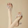 Shoes Woman 2025 Slippers Summer Heeled Mules Square heel Glitter Slides Pantofle High Block Jelly Transparent New Scandals Pump