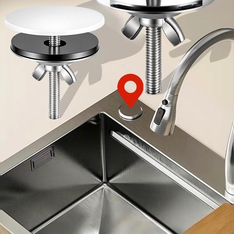 Stainless Steel Sink Hole Seal Kitchen Accessory Black Silver M6 Faucet Hole Cover Easy to Install for Kitchen Sink Quick Repair