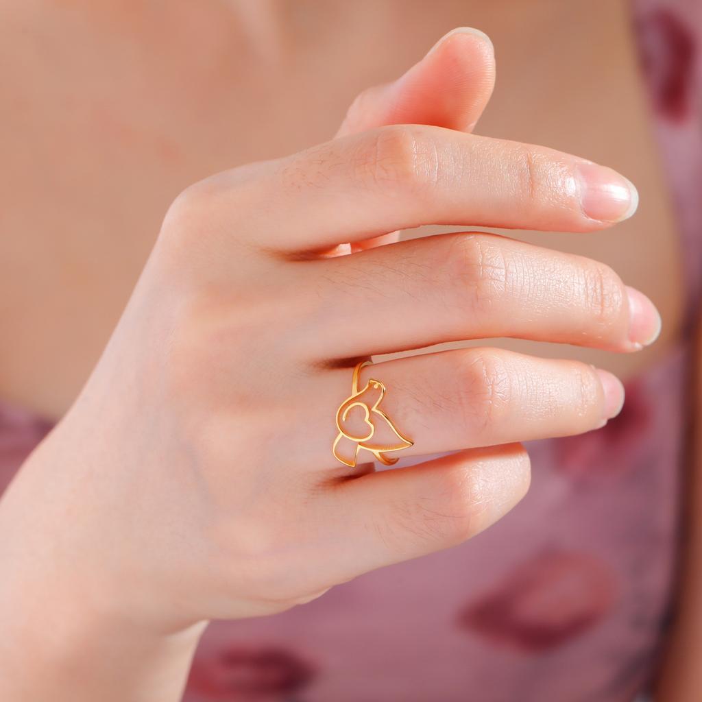 Heart Dove Bird Ring Stainless Steel Gold Finger Rings Women Cute Animal Jewelry Birthday Gift