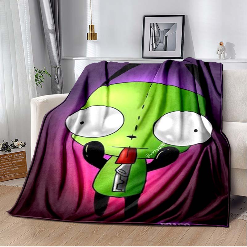 Invader ZIM Gir Kreslená deka Útulná měkká deka Deka na gauč Odolný dekor Pro děti Ženy Muži Cestovní deka Měkká přehoz na postel