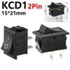 Black Snap-in Rocker Switch 2 Pin Power Switches SPST Boat-Shape Push Button Switches 15x21mm Toggle Switch KCD11 / KCD1