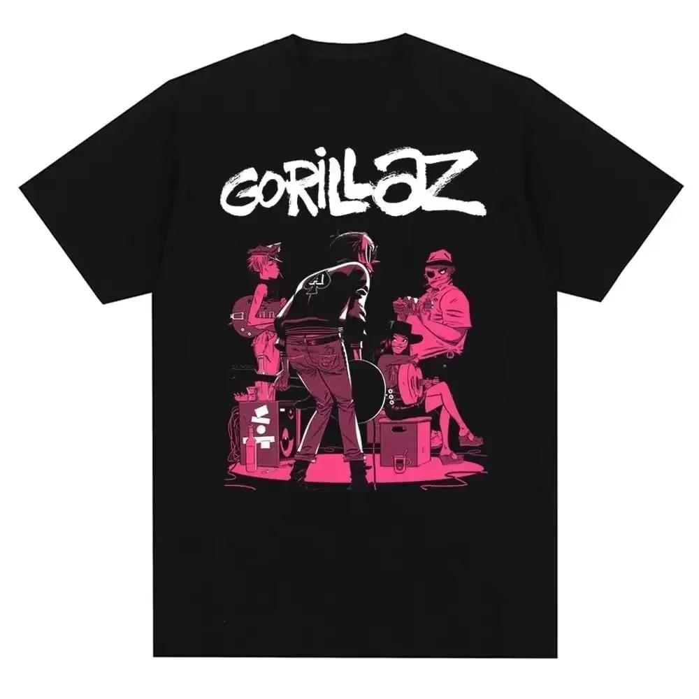 Gorillaz Hip Hop Pop Punk Rock Band Printed Cotton Mens TShirt 90s Casual Fashion Short Sleeve TShirt Unisex Tshirts