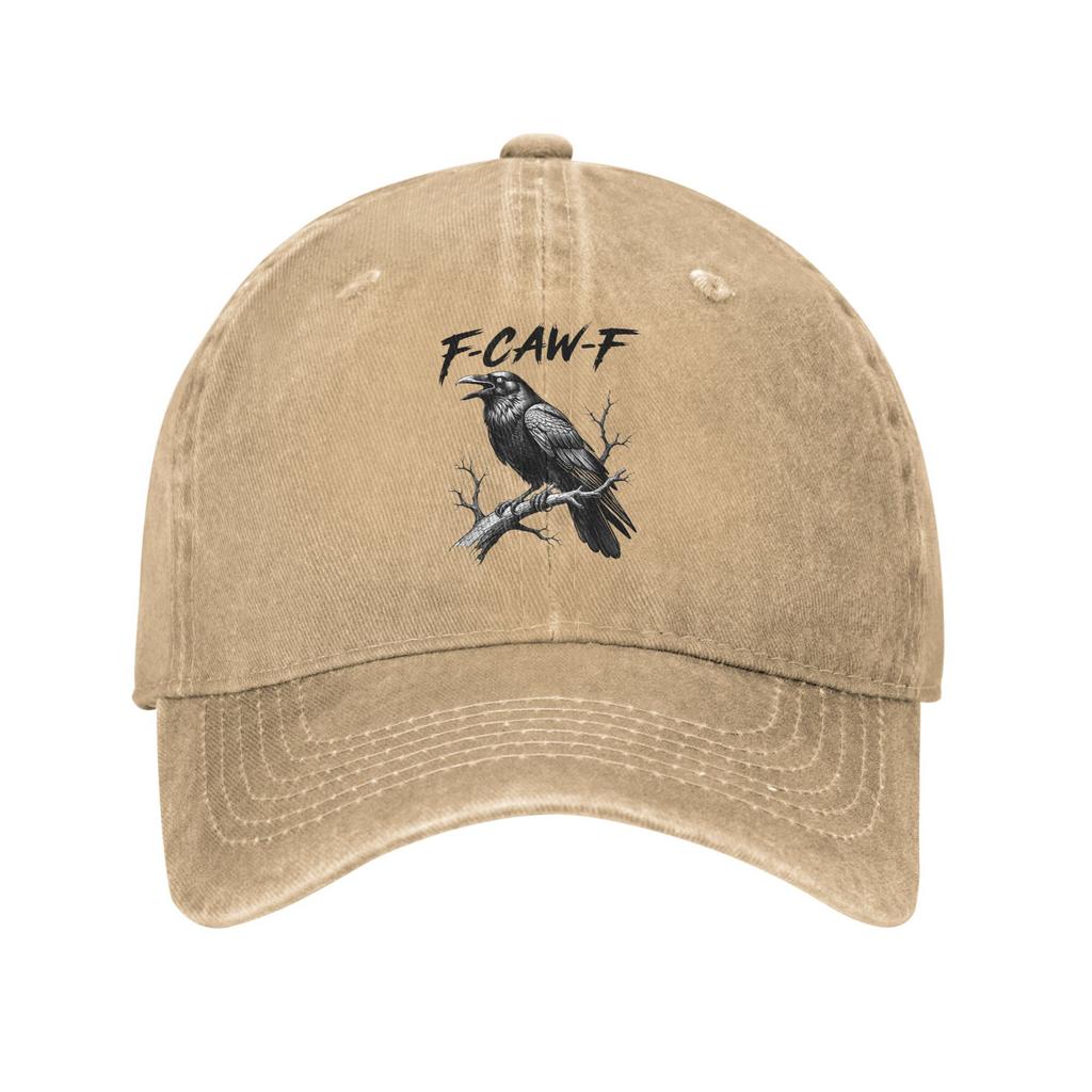 Vintage F-Caw-F Crow Funny Meme Baseball Cap Men Women Distressed Denim Headwear Dark Humor Black Bird Outdoor Workouts Gift Hat