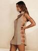 Sexy U Neck Sleeveless Knit Horizontal Stripes Side Cut Out Beach Vacation Dress 2025 Summer Beachwear Women's Mini Dresses K90