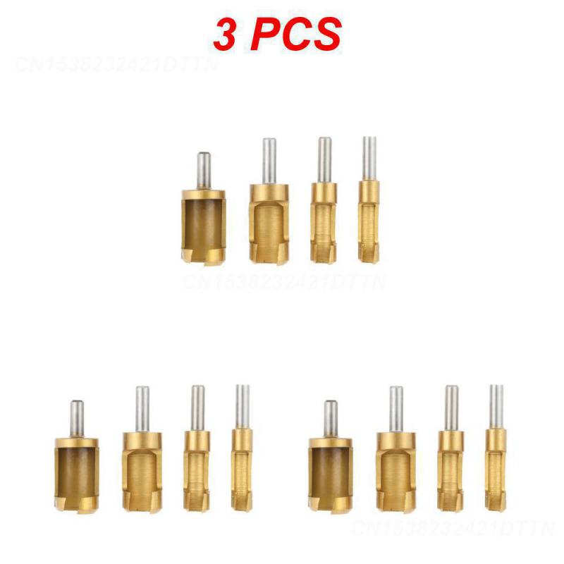 2/3/4PCS Wood Tool Drill Bits Plug Cutter Drill Bits High Carbon Steel Titanium Coated Cork Drill Hand Tools Cork Spike Hole Saw