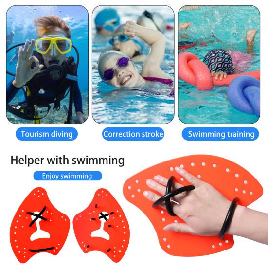 1 Pair Swimming Hand Paddle with Silicone Strap Holes Professional Kids Adults Beginner