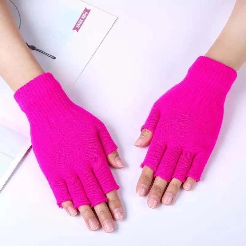 Unisex Cienkie Dzianinowe Rękawiczki Półpalczaste do Zimowej Jazdy na Rowerze, Pisania i Pracy