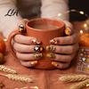 Beginners Nail Art Stickers for Halloween Thanksgiving, Autumn Turkey Pumpkin Maple Self-adhesive Leaf Manicure Sticker, Embossed Waterproof Adhesive