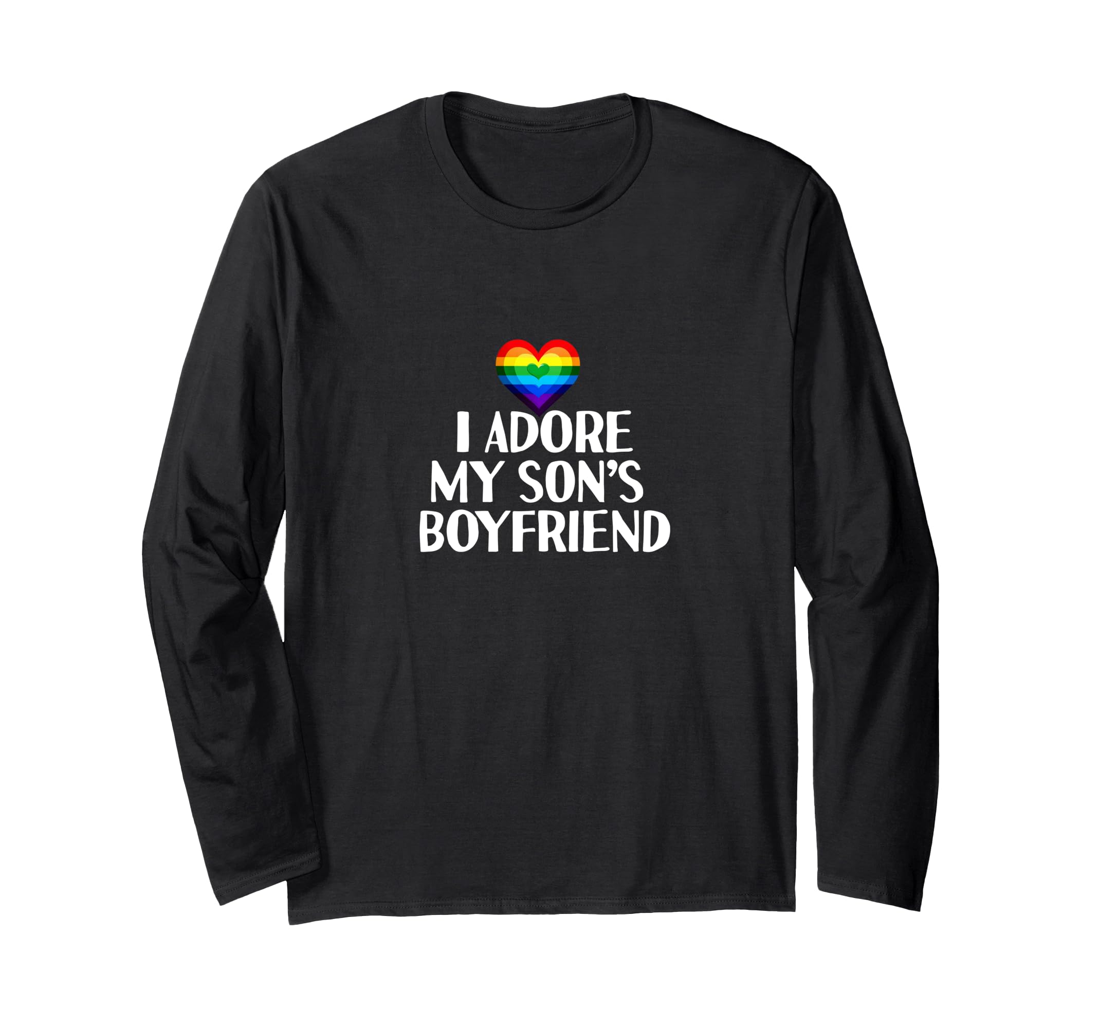 

My boyfriend Rainbow Heart Long Sleeve Adoring Gay Rights son s LGBTQ+ T-Shirt - чорний
