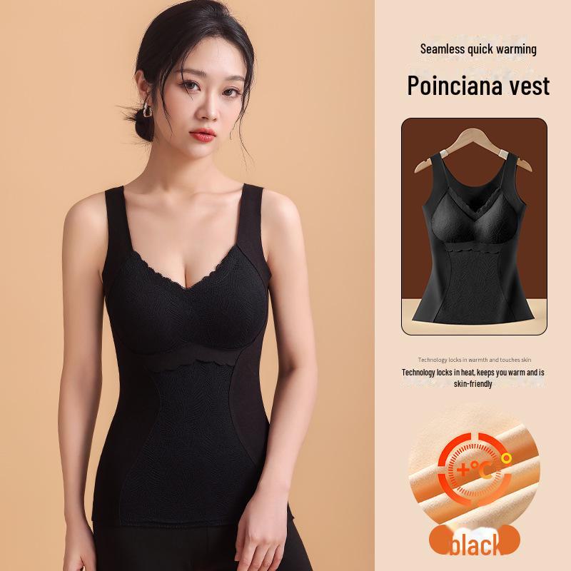 

Женский утепленный жилет из немецкого бархата с нагрудными накладками - плотный, кружевной бесшовный топ для осени и зимы 3XL чёрный