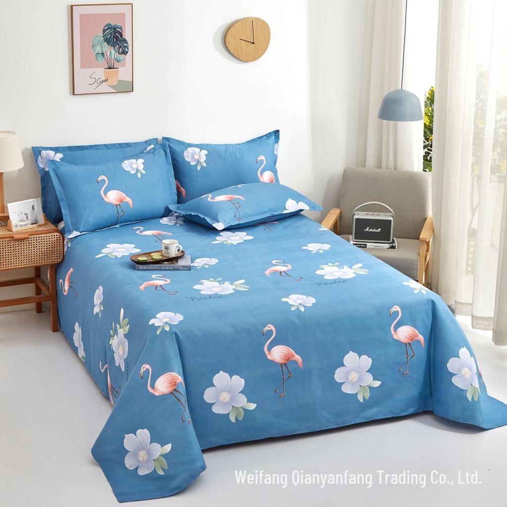 Summer Brushed Bed Sheet & Quilt Cover for Single Dorm Rooms