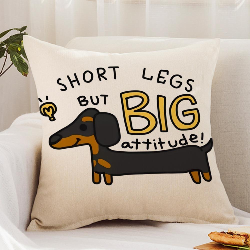 Cute D-Dachshund Dog Cushion Cover Premium Comfort Reversible Pillow Cover - Dual - Use Design for Home & Car