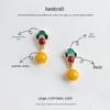 Vintage Cloud Enamel & Synthetic Amber Earrings - Tibetan Ethnic Style