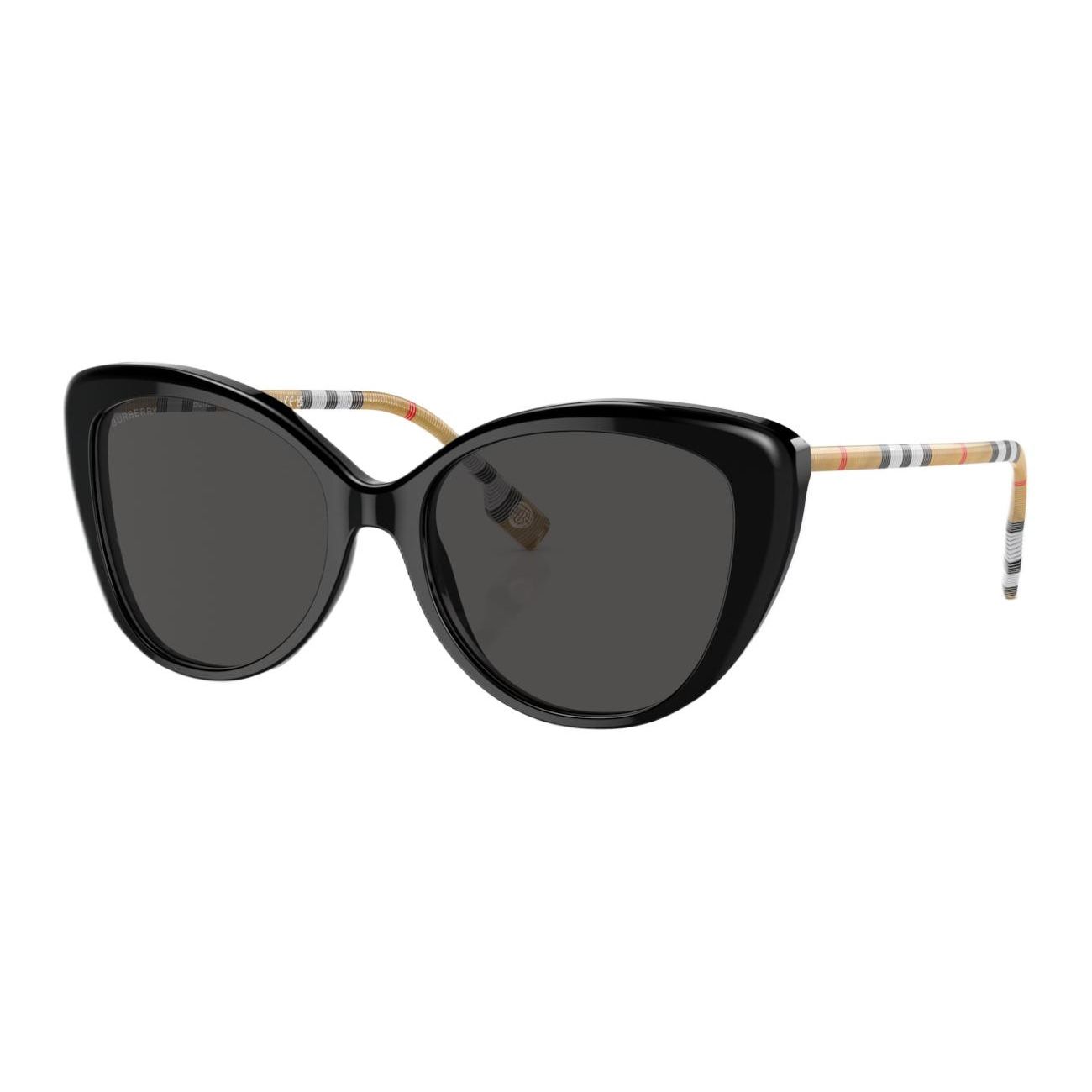 Burberry Cat Eye Sunglasses With Mirror Leg Pattern Men sunglasses Black BE4407385387 Default Packaging,54,Black