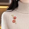 Plum Blossom Shape Brooch Pin with Shiny Rhinestones Flower Corsage Suit Lapel Pin Clothes Decoration Accessory
