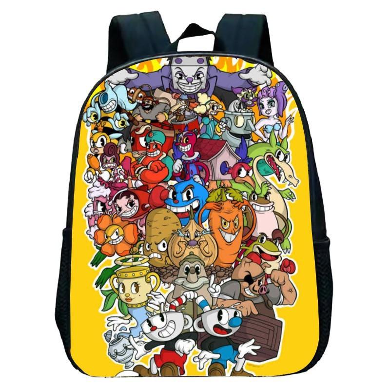 Zaino con Motivo Tazza da Tè Head Zaino Anime per Bambini dell'Asilo Zaino Circostante Cuphead