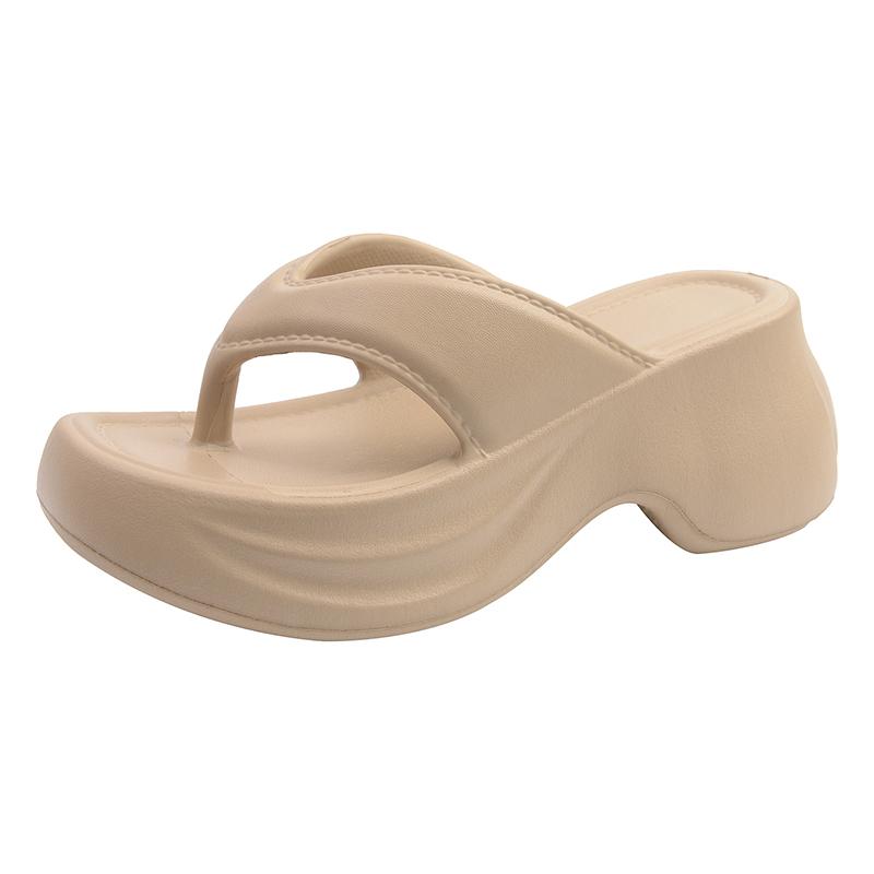 

Fashion 2025 New Women Fashions Slippers Female Wedges Flip Flops Girl Soft Non-slip Outdoor Sandals Adults Solid Color Beach Shoes 36