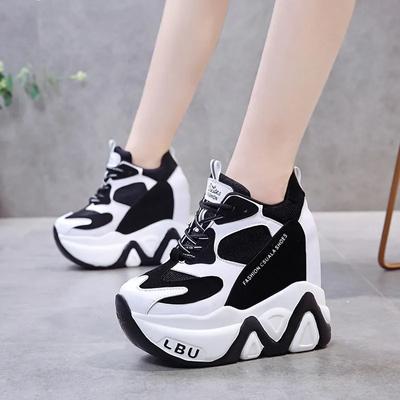 Women Platform Sneakers Lace Up Autumn Sports Dad Shoes High Top Chunky Casual Shoes Woman Thick Bottom Mesh White Shoes