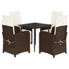 VidaXL Garden Dining Set with Cushions 5 Pcs, Table and Chairs with Adjustable Backrest, Outdoor Patio Furniture 3212332