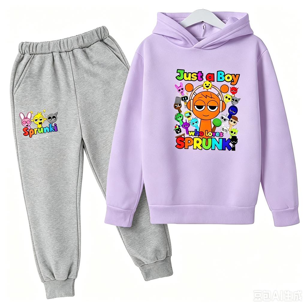 Haine Copii Sprunki Hanorac+pantaloni Vârsta 2-12 Băiat Fată Figurine Anime Incredibox Bluză Primăvară Toamnă Pulover pentru Copii Seturi