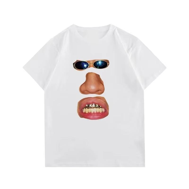 Unisex Oversized Summer Casual Short Sleeved Pure Tops 2026 European and Ameran Goth High Street Style Round Neck Tshirt For