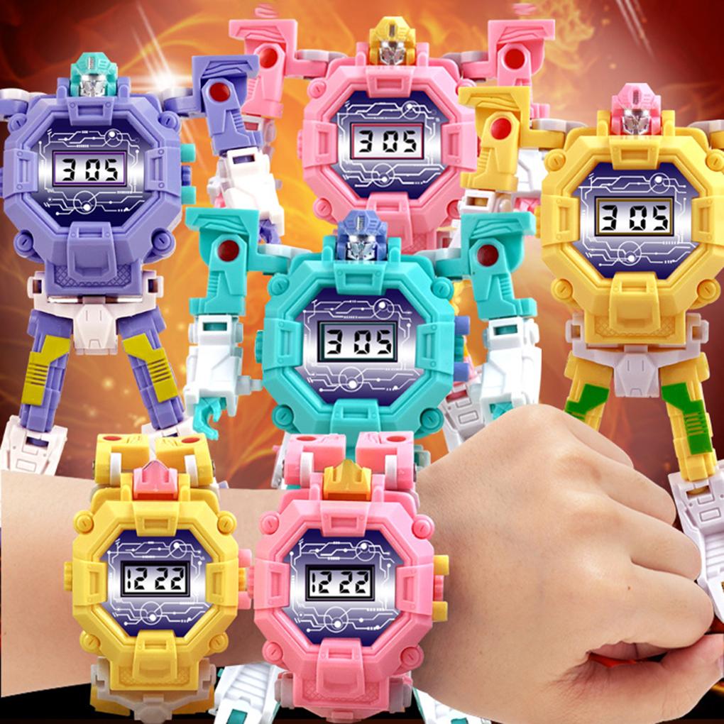 2 In 1 Robot Transformation Wristwatch Toy Boy Children Electronic Robot Sport Watch Birthday Xmas Gift