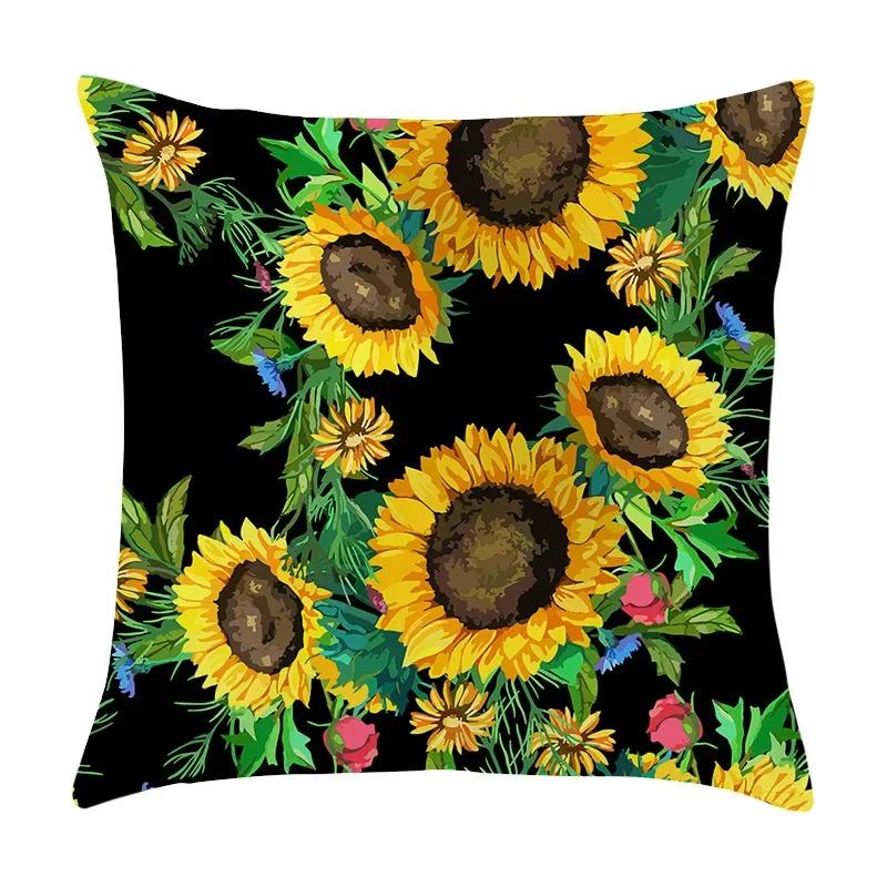 Sunflower Printed Cushion Cover Sofa Home Decor Pillowcase Splendid Floral Plant