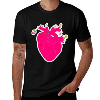 Heart with Flowers TShirt Work Comfort TShirt for Men