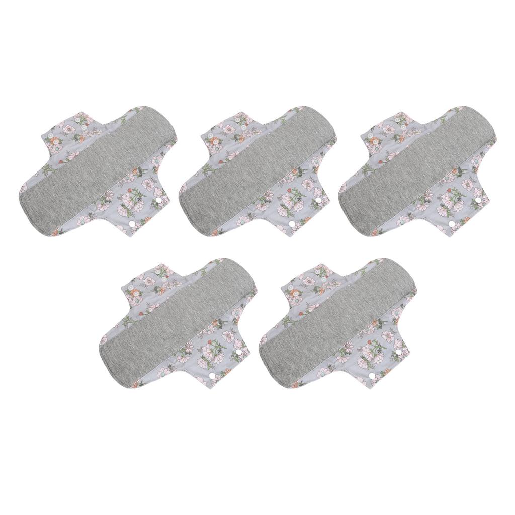 5pcs Washable Sanitary Pads Leak Proof Highly Absorbent Pure Cotton Reusable Menstrual Pad