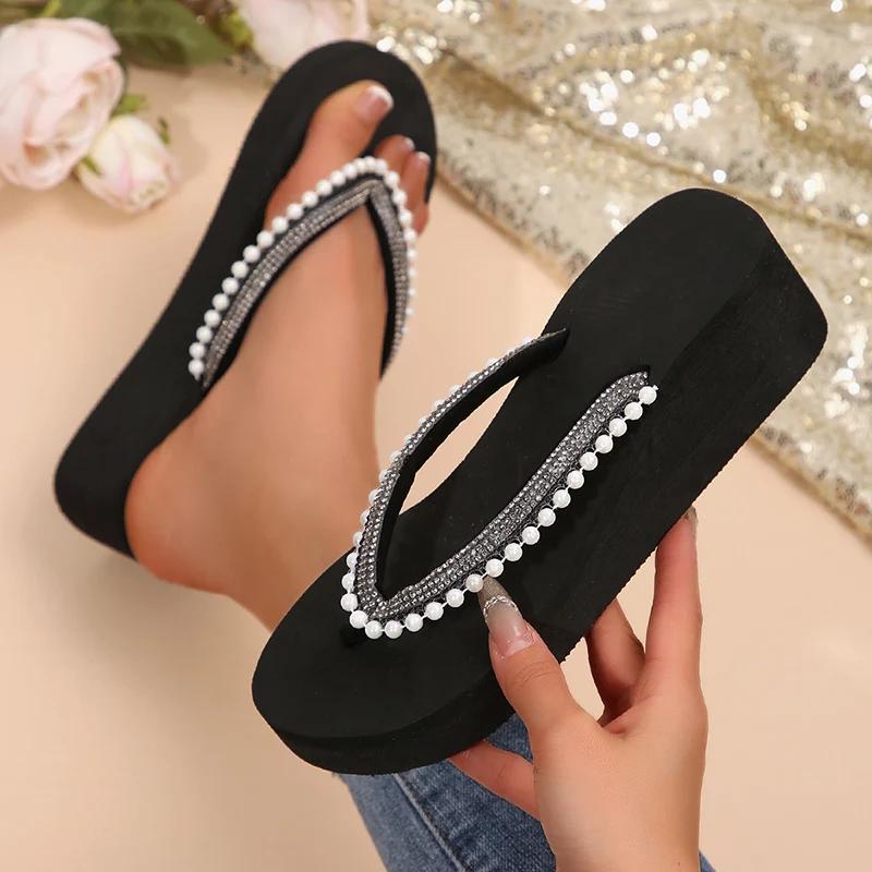Fashion Fashion Women Flip Flops Patchwork Clip-Toe Wedges Ladies Slippers Summer Women Shoes Outdoor Non-Slip Slides Sandalias De Mujer
