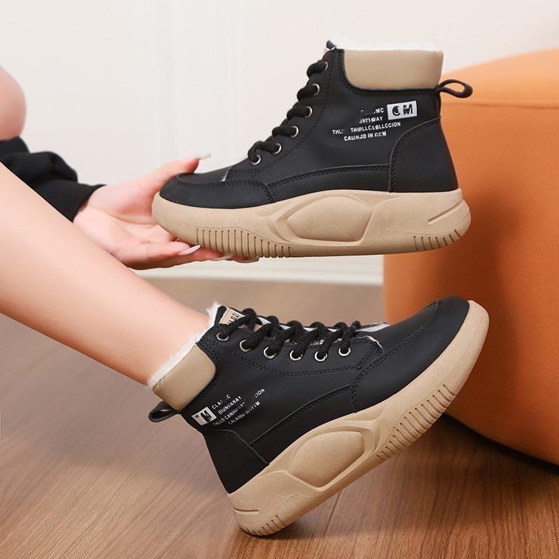 Popular Platform High-top Shoes Women's Models 2025 Autumn and Winter New Versatile Retro Women's Shoes Velvet Sports and Leisure Shoes