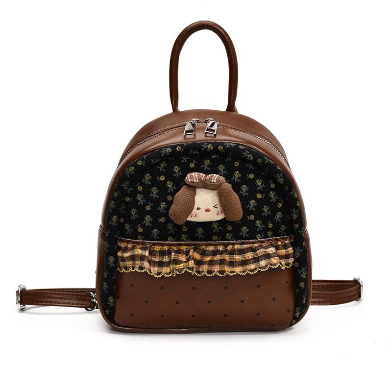 

Шикарный женский мини-рюкзак в стиле колор-блок: 2025 Модный и Универсальный Дорожный Школьный Рюкзак 19x7.5x21 cm коричневый