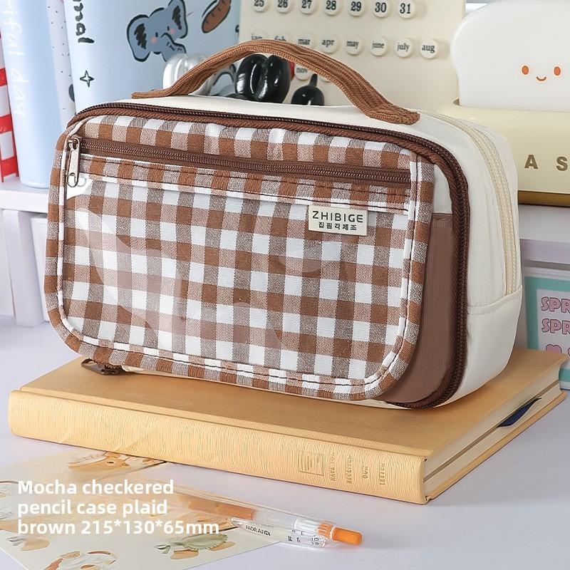 Multi Compartment Fabric Pen Bag With Magnetic Closure For Students And Office Use