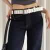 Versatile Leather Waistband Vintage Women's Dress Jeans Belt Niche Three-Row Wide Belt  Spicy Girls