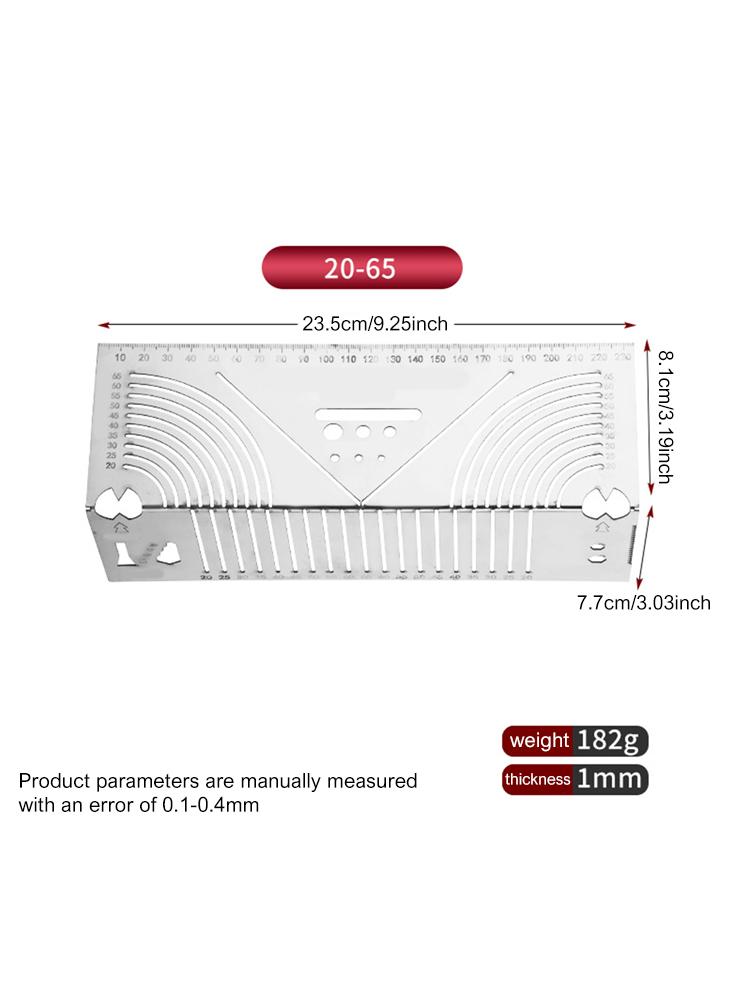 1pc Square Tube Rounded Corner Drawing Ruler 90 Degree Multifunctional Drawing Tool Flex Angle Arc Marking Tool Marking Gauge