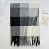 Autumn and winter British style plaid scarf men's and women's autumn and winter imitation cashmere scarf thickened warm fringed shawl scarf