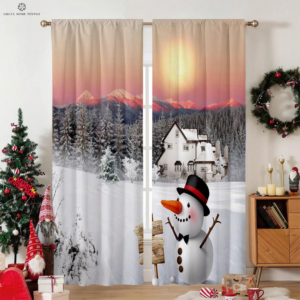 

Christmas Light blocking Decorationative Curtains Childrens Room Bedroom Living Room Balcony Can Be Customized 2 Pcs W100xH130(CM) folio&Grommet Top