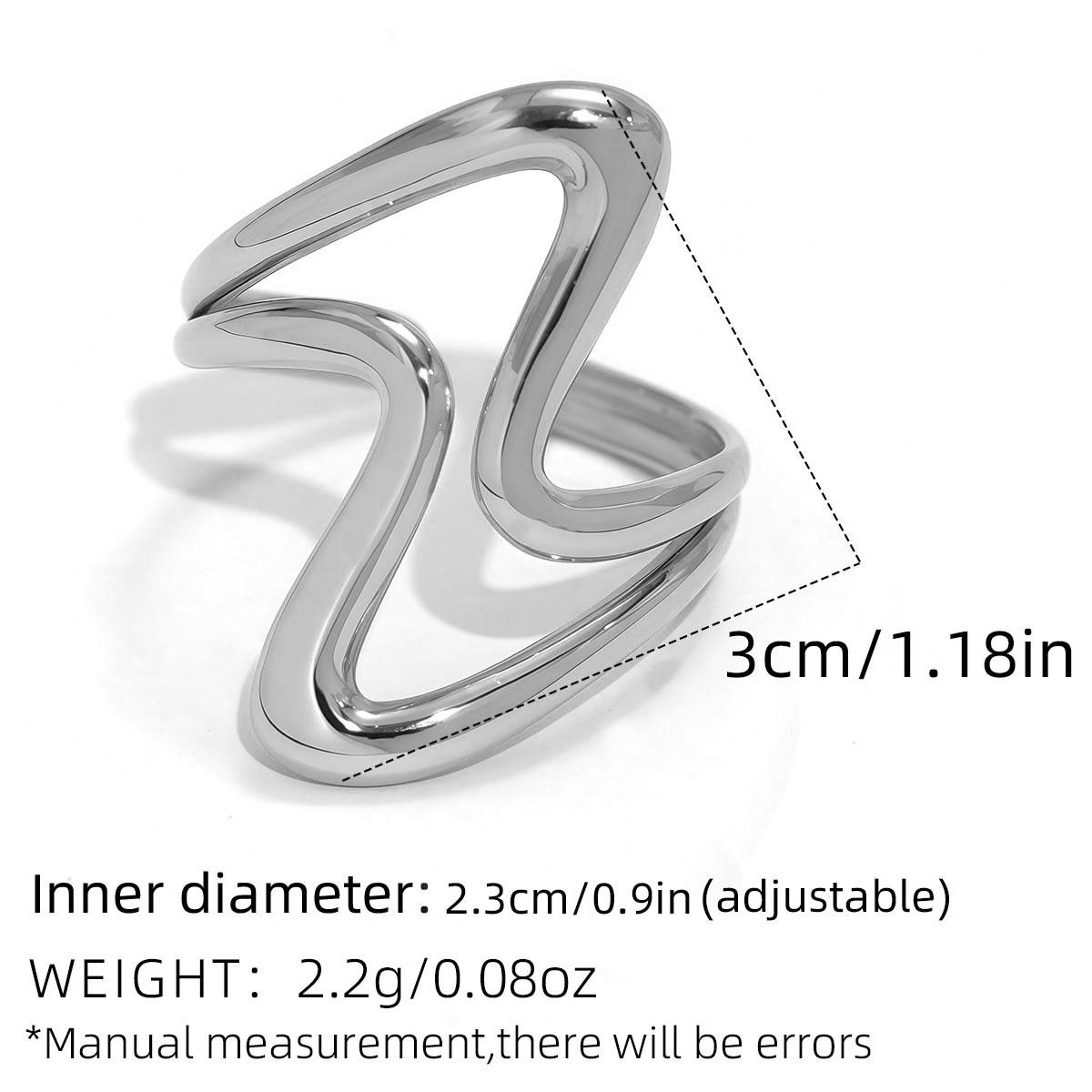 

Stainless Steel Irregular Wave Rings for Women Men Creative Gold Color Adjustable Opening Ring Female Statement Zircon Gifts resizable