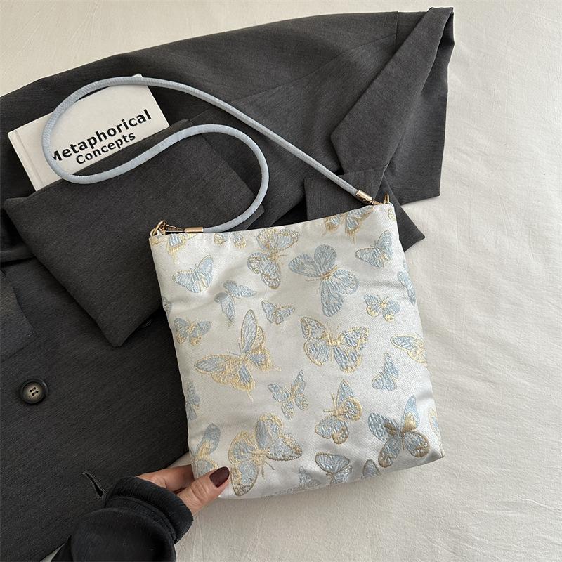 

Новая жаккардовая холщовая сумка в национальном стиле для женщин 2025 года, новая универсальная сумка через плечо, летняя сумка через подмышку синий